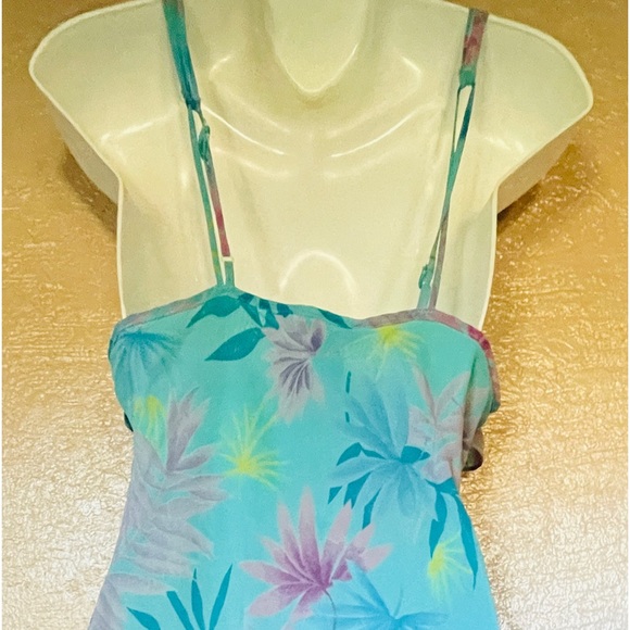 PRIVATE LUXURIES Asymmetric Tropical Floral Print Dress Medium As-Is - Picture 6 of 10